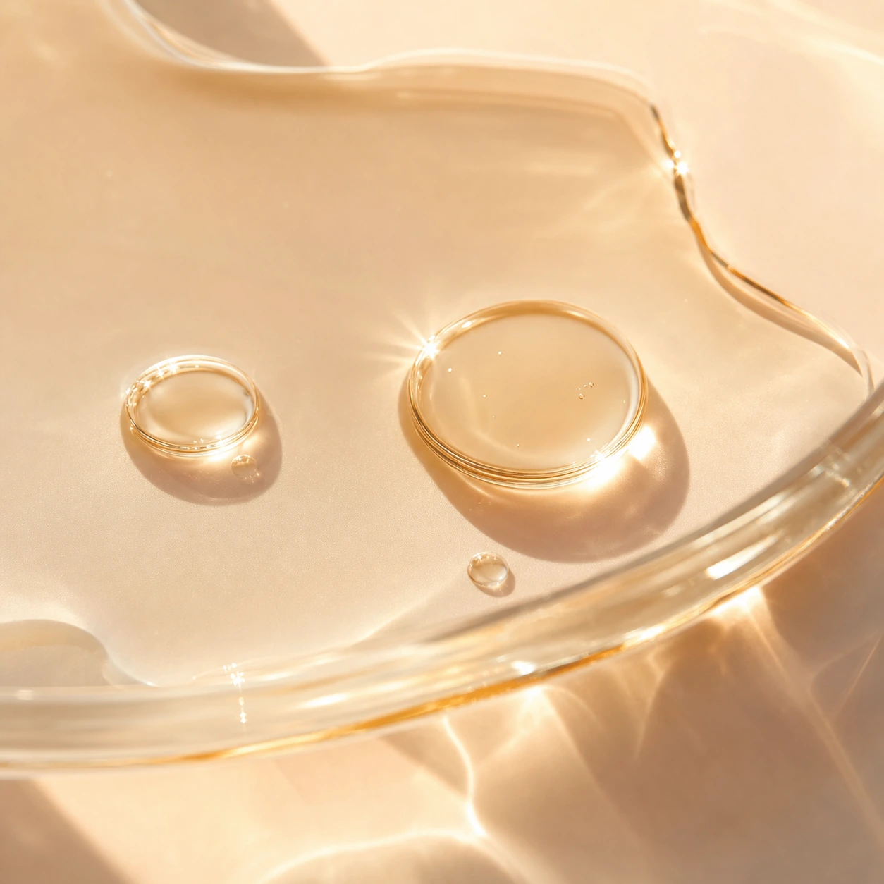 Golden oil texture in glass