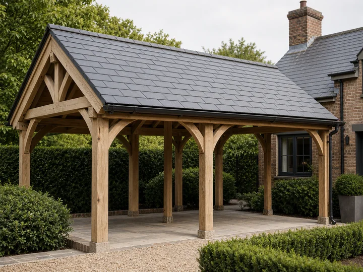 Oak framed covered outdoor structure