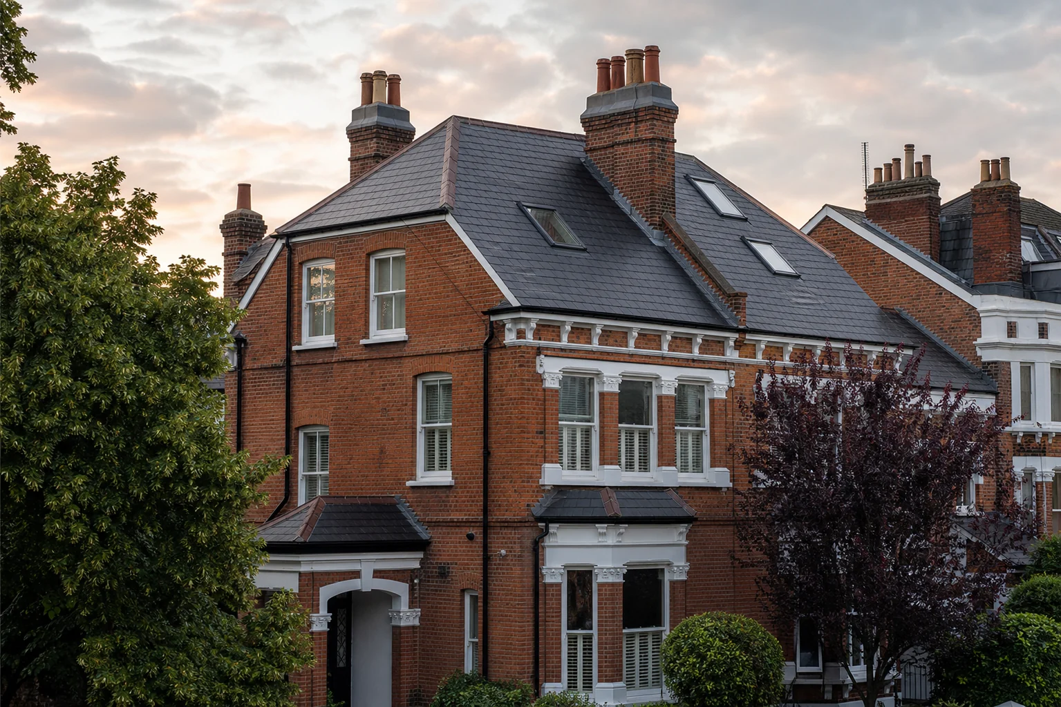 Completed natural slate reroof in Richmond, London