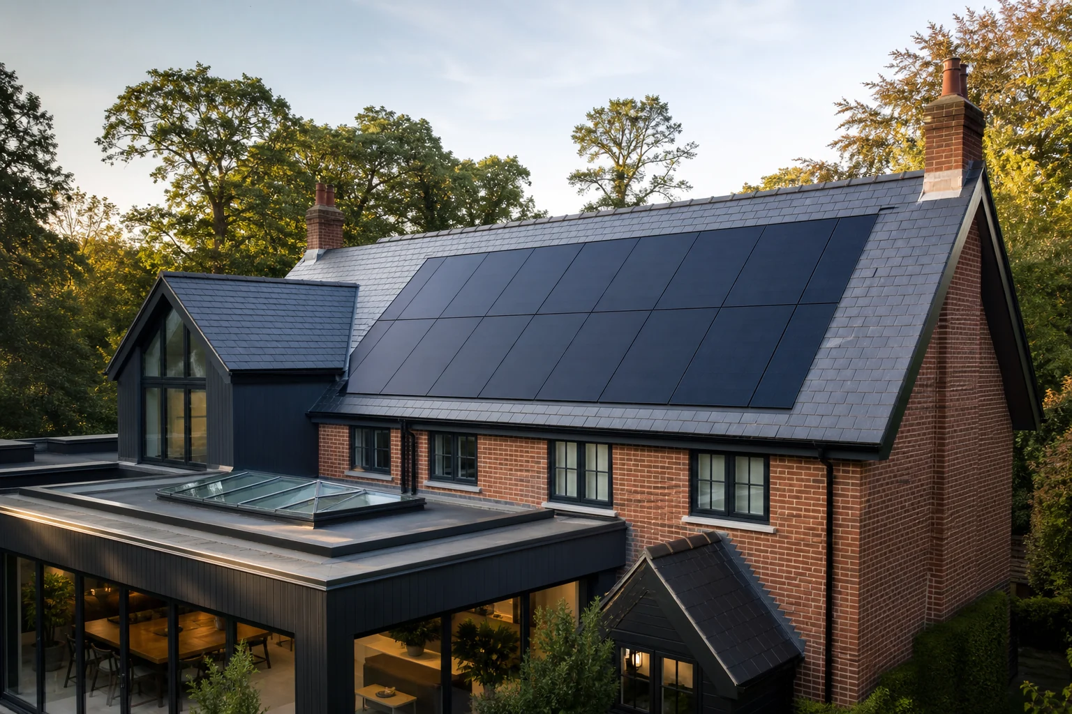 Completed integrated solar roof in Sevenoaks, Kent