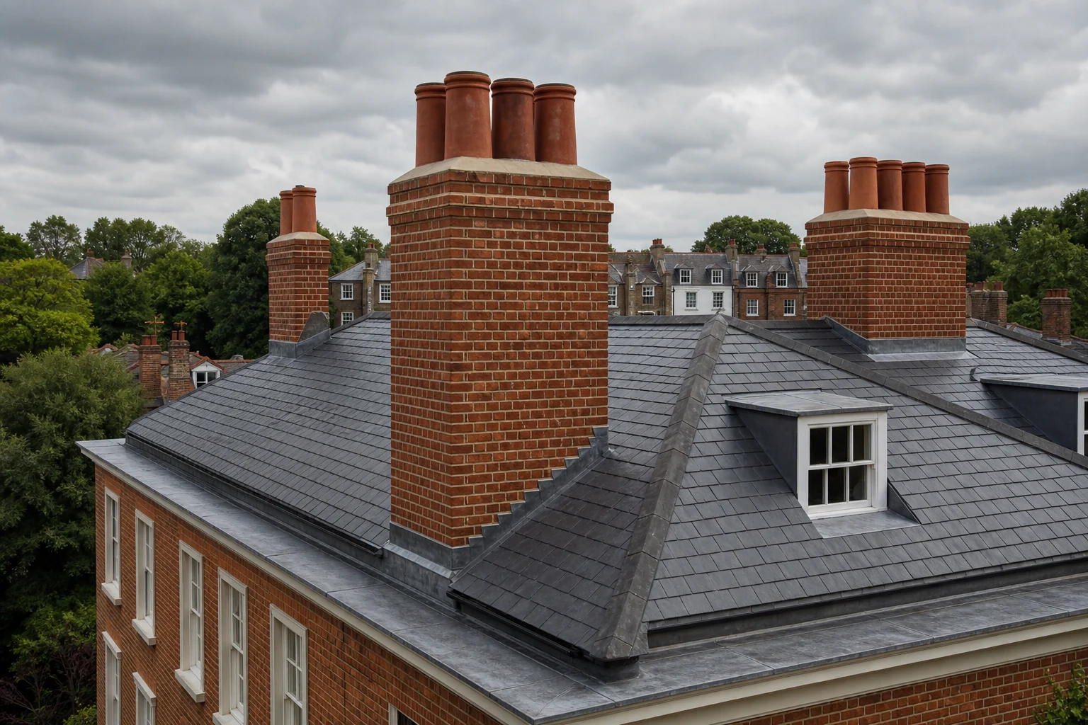 Completed heritage chimney restoration in Hampstead, London
